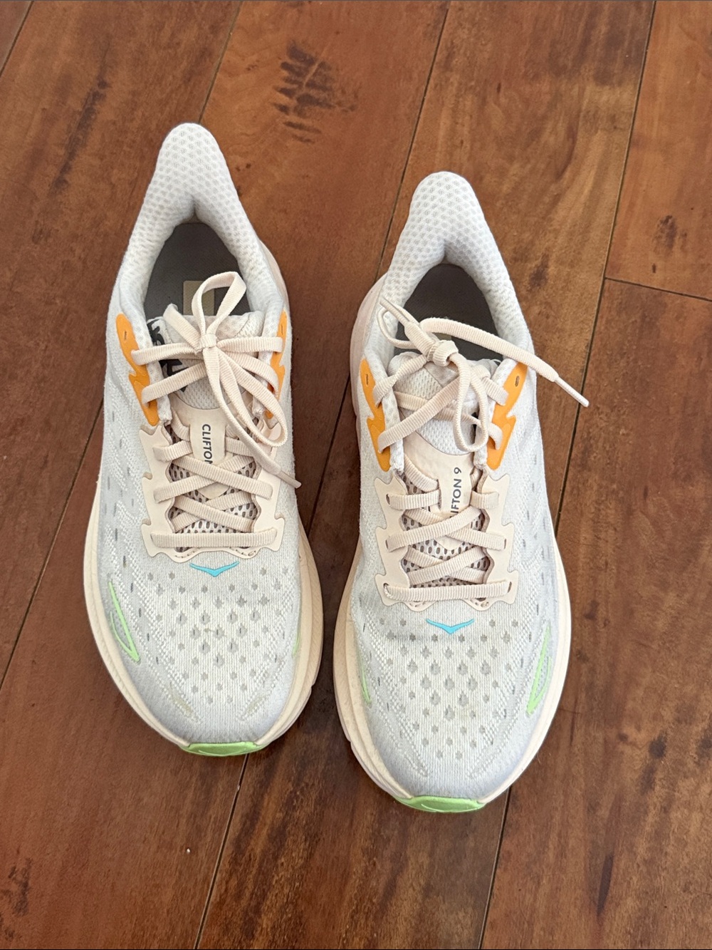 Neutral/White Women's Running Shoes with Accent Colors -hoka